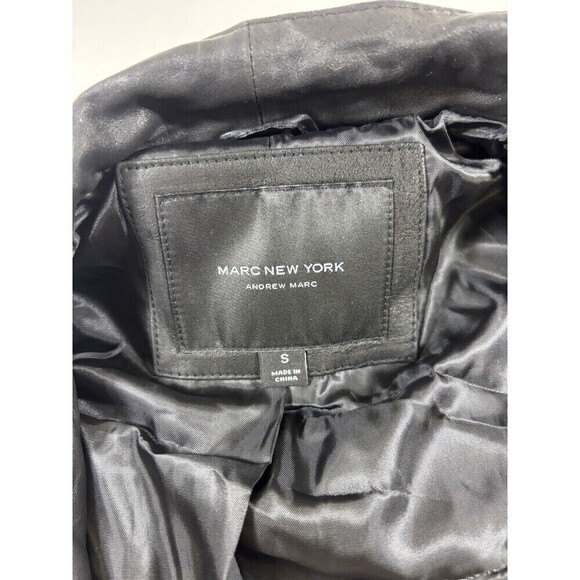 Andrew Marc Moto Felix Jacket Black Leather Small Pockets Knit Panels Gothcore - Picture 7 of 16